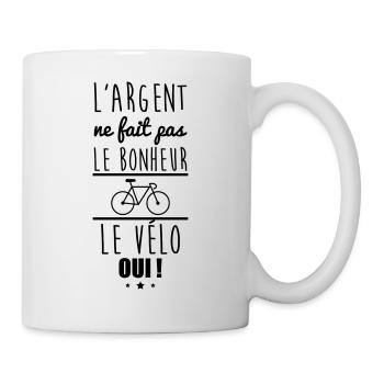 Argent Bonheur Pas Vélo, cycliste, cyclisme - Mug blanc - blanc - Droite