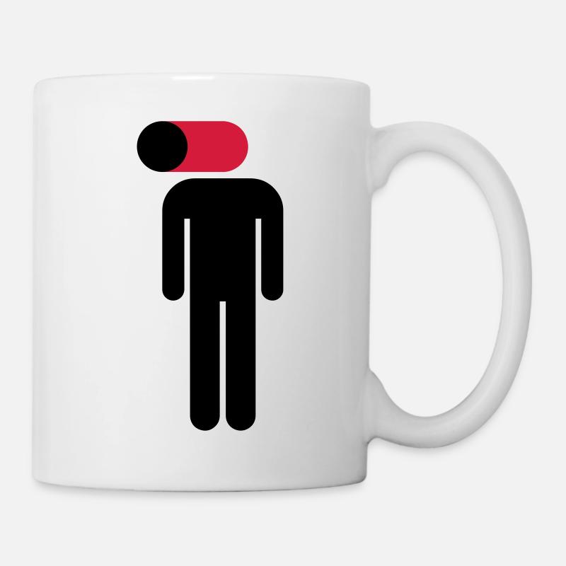 Handy an, Gehirn aus Piktogramm - Tasse - Weiß