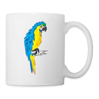 Ara Papagei gelb, blau Zeichnung - Tasse - Weiß - Rechts