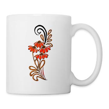 Fleur de Dahlia Oranger Tourbillon Design - Mug blanc - blanc - Droite