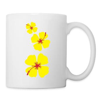 single three hibiscus tropical flowers - Mug - white - Right