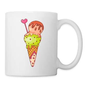 Eis Speiseeis Eiskrem Eiscreme Kugeleis Eisbecher - Tasse - Weiß - Rechts