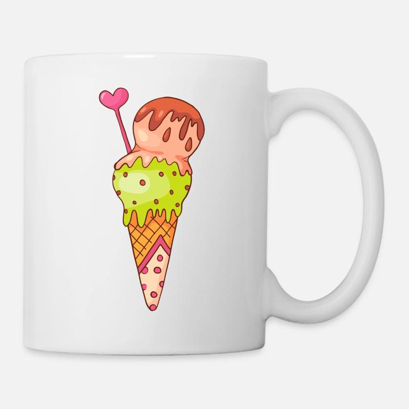 Crème glacée, crème glacée, crème glacée, crème glacée, boule, crème glacée, sundae - Mug blanc - blanc