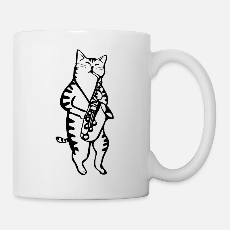 Saxophone Cat | Saxophone cat - Mug - white