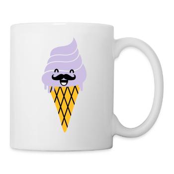 ice cream with moustache - Eis mit Bart - Tasse - Weiß - Rechts