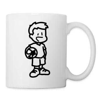 Junge mit Fußball - Tasse - Weiß - Rechts