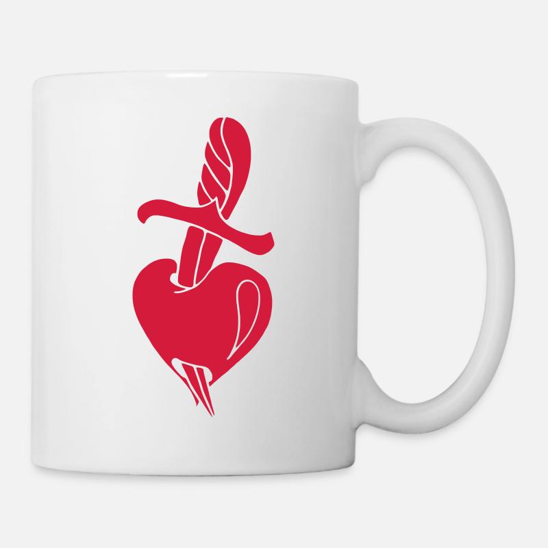 Broken Hearts Love Hate Tattoo Knife blood dagger - Tasse - Weiß