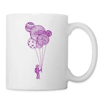 Astronaut mit Planetenballons - Tasse - Weiß - Rechts