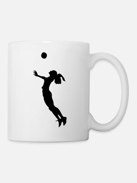 volleyball frau silhouette - Tasse - Weiß