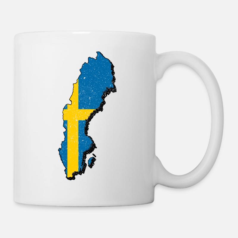 Schweden swedish Karte Urlaub Reise Geschenk SWE - Tasse - Weiß