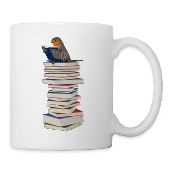 Robin reads books bird friend bookworm - Mug - white - Right
