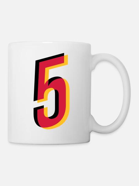 Numéro 5 Allemagne Numéro de maillot Noir Rouge Or - Mug blanc - blanc