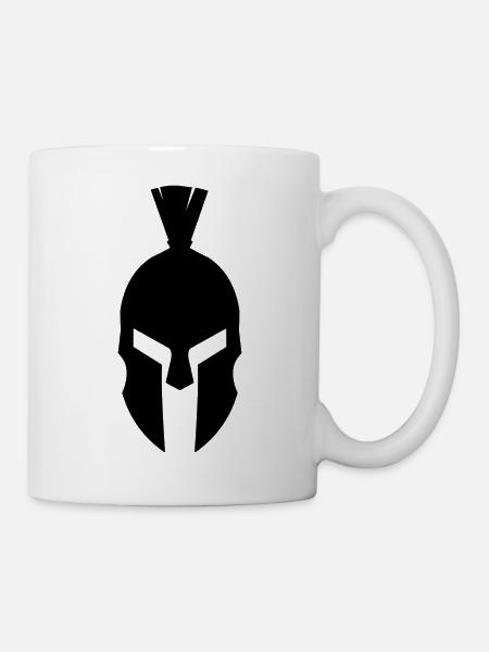 Spartaner Helm Schwarz - Tasse - Weiß