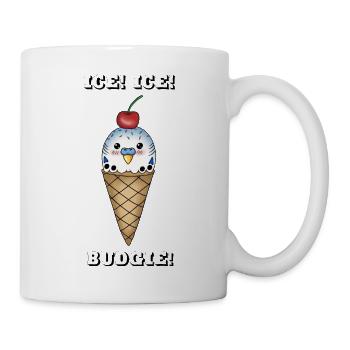 Budgie | Wellensittich in Eiswaffel - Tasse - Weiß - Rechts