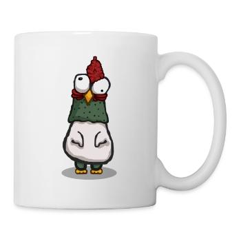 Verrücktes Huhn mit großen Augen - Tasse - Weiß - Rechts
