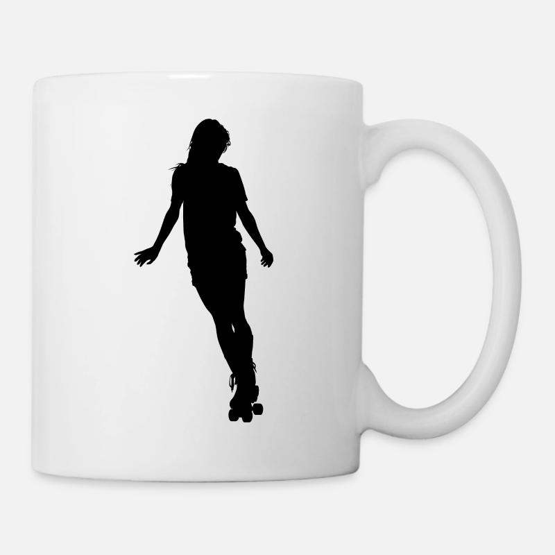 Roller Derby skater girl, quad skates roller skate - Mug blanc - blanc
