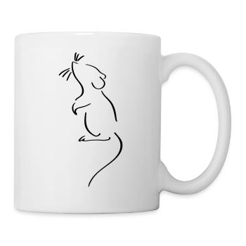 Maus Line Art - Minimalistisch - Tasse - Weiß - Rechts