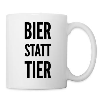 Bier Statt Tier Lustiger Spruch - Tasse - Weiß - Rechts
