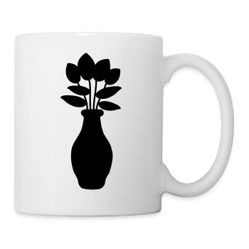 Outline silhouette beautiful tulips - Mug - white - Right