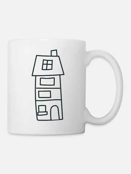 Ein süßes hohes unregelmäßiges Haus - Tasse - Weiß