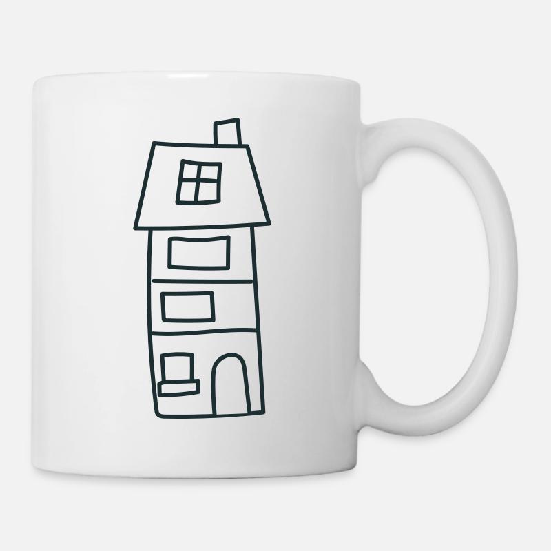 Ein süßes hohes unregelmäßiges Haus - Tasse - Weiß