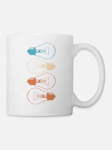 Idee Glühbirne Licht Gehirn Lampe Denken Vektor - Tasse - Weiß