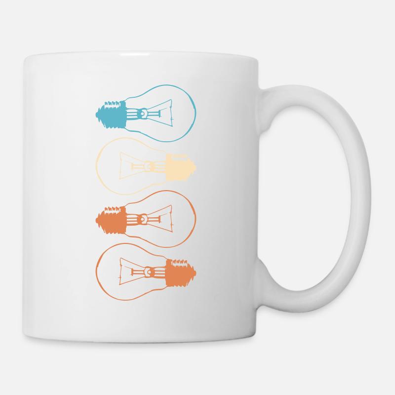 Idee Glühbirne Licht Gehirn Lampe Denken Vektor - Tasse - Weiß