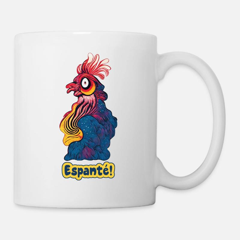 Coq espanté - Mug blanc - blanc