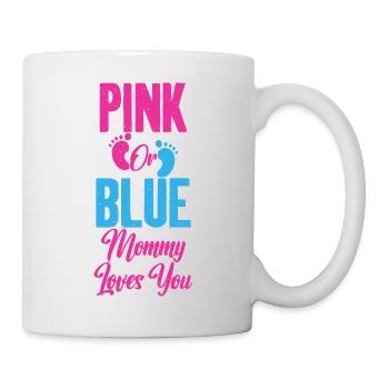Pink or Blue Mommy Loves You Baby Gender Reveal - Mug blanc - blanc - Droite