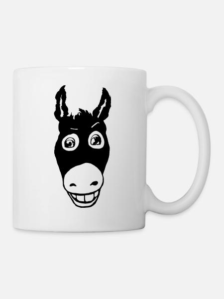 Lächelnder Esel schwarz - Tasse - Weiß