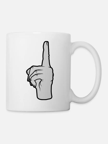 Finger zeigt nach oben - Tasse - Weiß