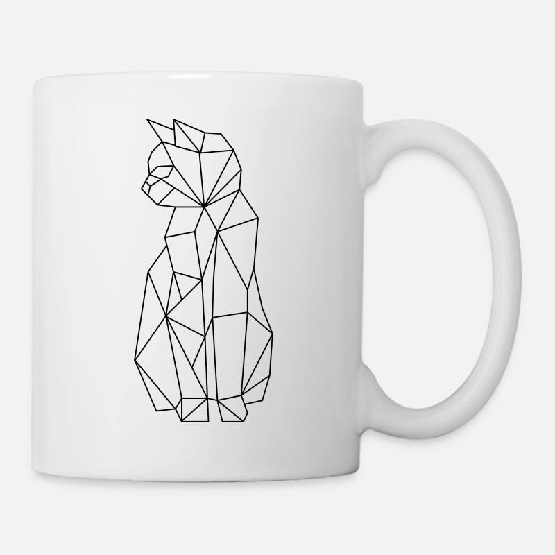 Polygon Cat Ganzkörperlinie - Tasse - Weiß