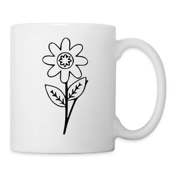 Blume Zeichnung Natur Skizze schwarz - Tasse - Weiß - Rechts