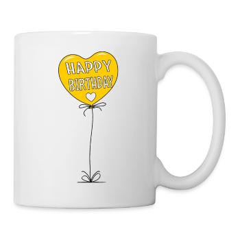 Luftballon Happy Birthday Gelb - Tasse - Weiß - Rechts