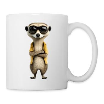 Suricate cool avec lunettes de soleil et veste - Mug blanc - blanc - Droite