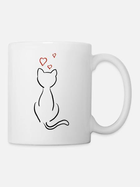 Kätzchen denkt über Liebe nach - Tasse - Weiß