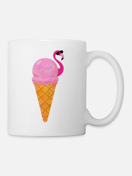 Ice cream Waffeleis Eiskugel Flamingo Eis - Tasse - Weiß