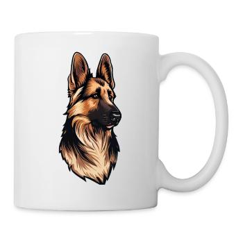 GERMAN SHEPHERD ART PETS PUPPY DOG ANIMALS DRAWING - Mug - white - Right