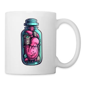 Herz Mystischer Inhalt Flasche Zeichnung - Tasse - Weiß - Rechts