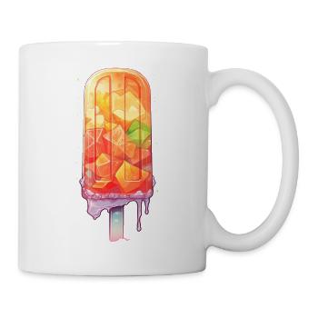 Fruchtiges Wassereis am Stil bunte Früchte Sommer - Tasse - Weiß - Rechts