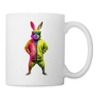 Hase Kaninchen Sonnenbrille Bunt - Tasse - Weiß - Rechts