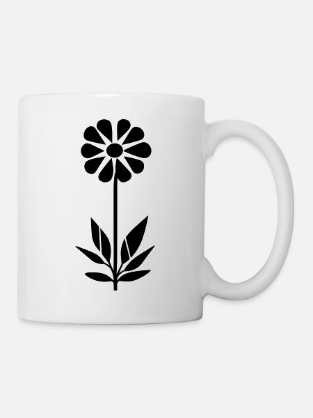 Blume mit Stiel - Tasse - Weiß