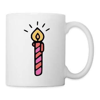 Geburtstagskerze rosa - Tasse - Weiß - Rechts