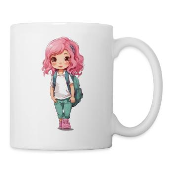 Süßes Schulanfänger Schulweg Cartoon Design - Tasse - Weiß - Rechts