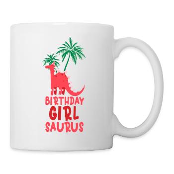 Dinosaur Birthday Girl Saurus Matching Family - Mug - white - Right