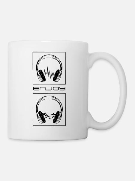 Enjoy the music. Headphones. Music. - Mug - white
