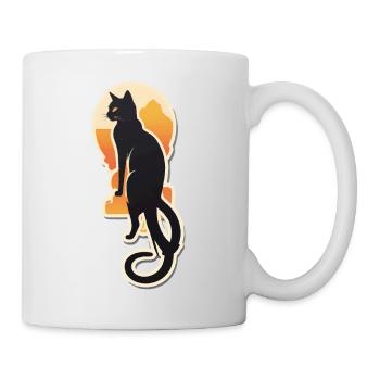 Niedlicher Katzen-Vintage-Sonnenuntergang - Tasse - Weiß - Rechts