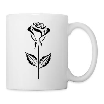 Schlichtes schwarzes Rosendesign - Tasse - Weiß - Rechts