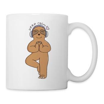 Paresseux faisant du yoga - restez calme - Mug blanc - blanc - Droite