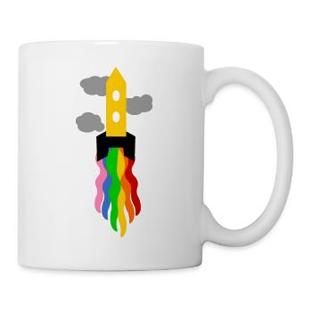 rainbow launching spaceship - Mug - white - Right